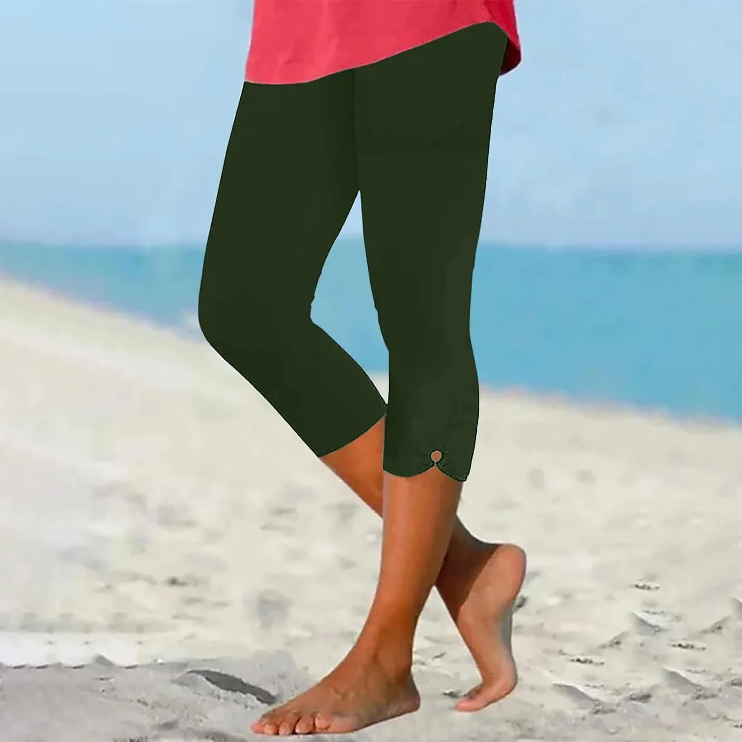 Capri Leggings for Women High Waisted Leggings Casual Knee Length Capri Pants Dressy Trendy Comfy Cut Out Yoga Ladies Trouser