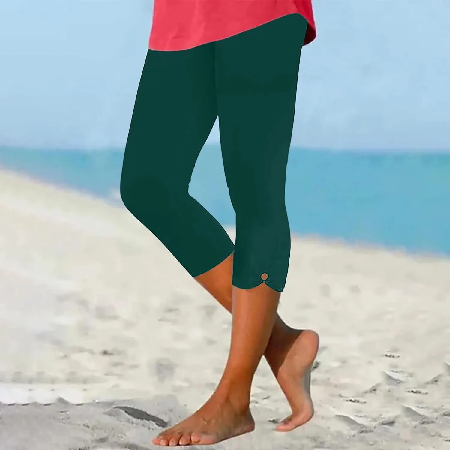 Capri Leggings for Women High Waisted Leggings Casual Knee Length Capri Pants Dressy Trendy Comfy Cut Out Yoga Ladies Trouser