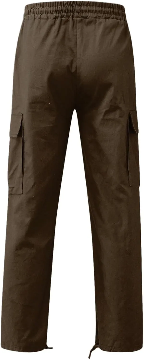 Cargo Pants for Men Elastic Waist Joggers Running Workout Gym Track Golf Pants Multi-Pocket Trousers