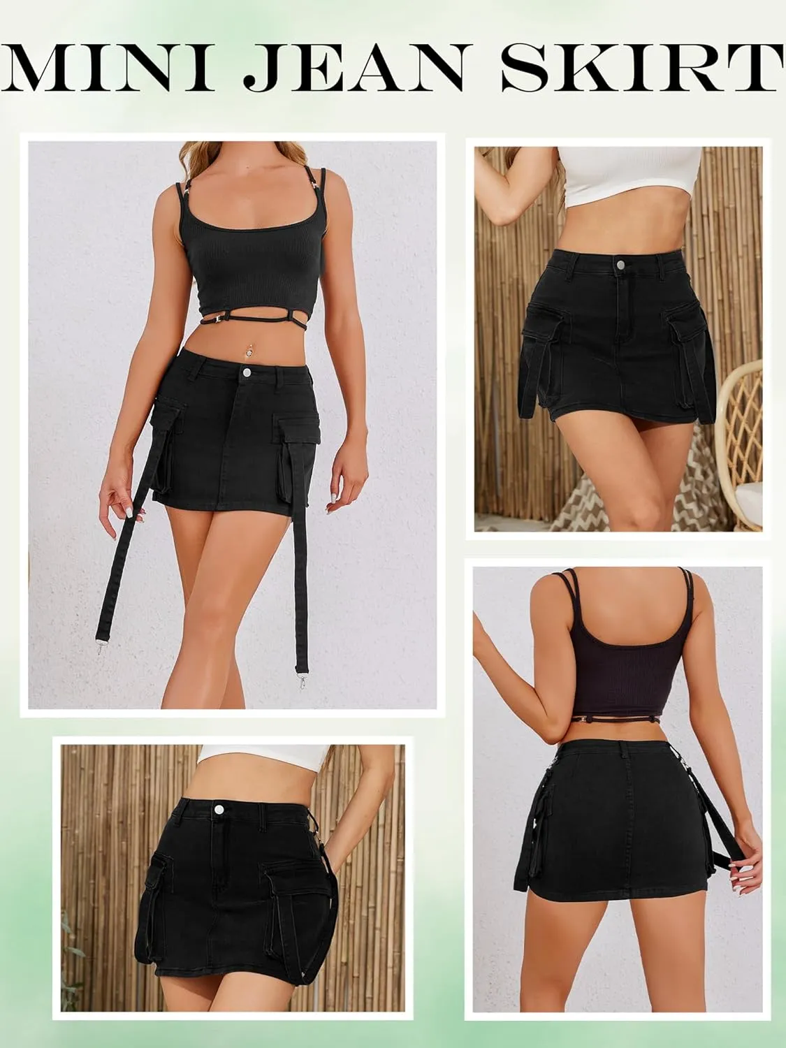 Cargo Skirt Women y2k Button Mini Jeans Skirt Denim Skirt with Pocket Low Waist