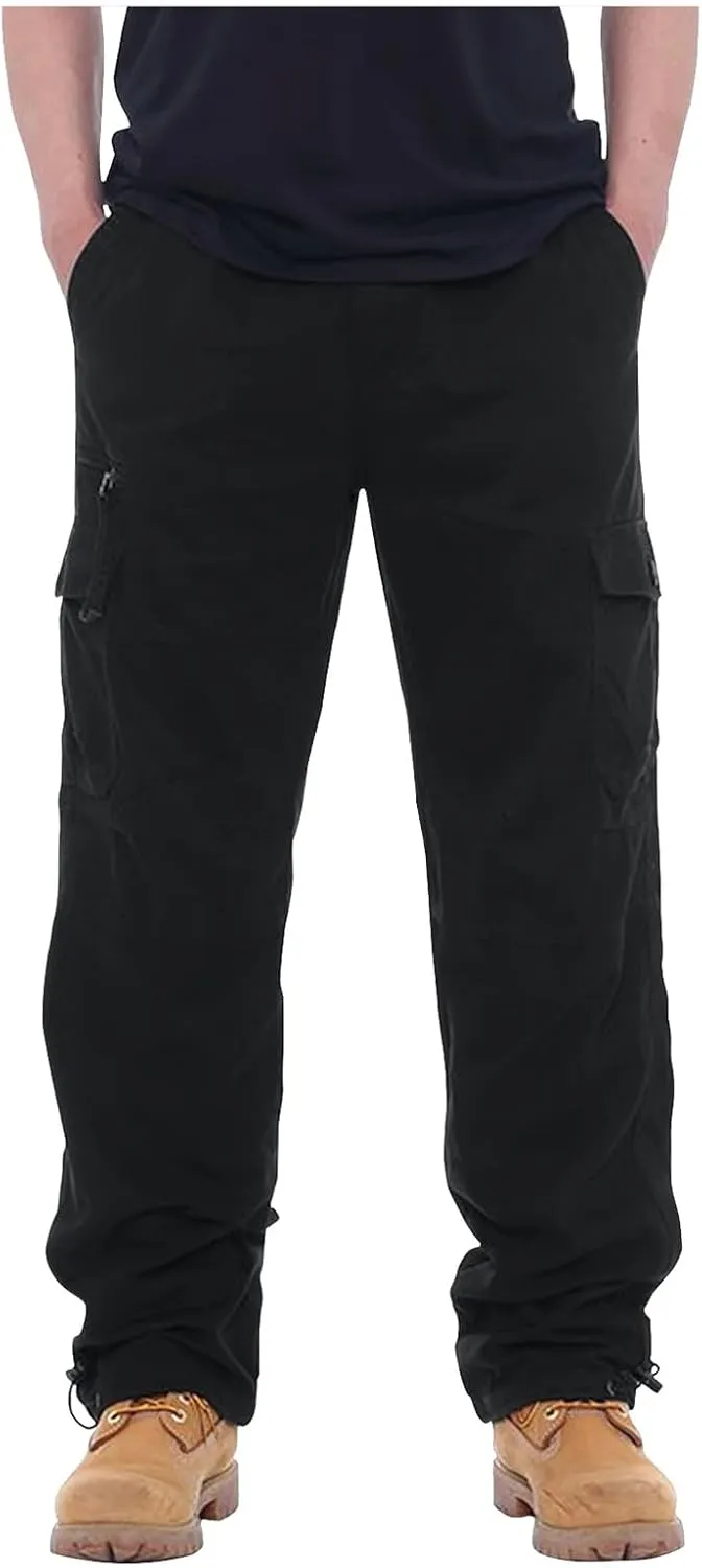 Cargo Work Pants for Men Pockets Casual Pants Big and Tall Stretch Loose Fit Sweatpants Plus Size Trousers Stylish