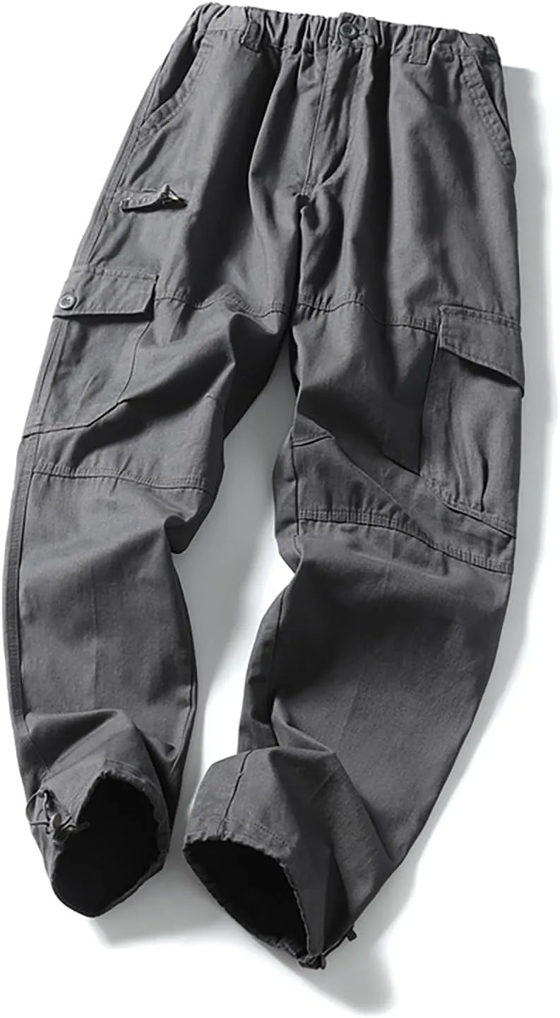 Cargo Work Pants for Men Slim Fit Zipper Pockets Baggy Pants Stretch Tapered Fit Sweat Pants Joggers Plus Size Pants
