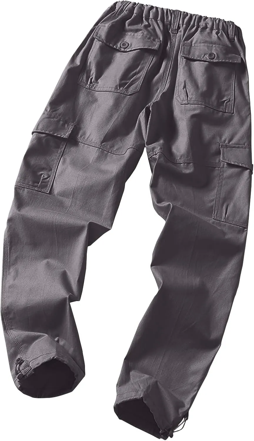 Cargo Work Pants for Men Slim Fit Zipper Pockets Baggy Pants Stretch Tapered Fit Sweat Pants Joggers Plus Size Pants