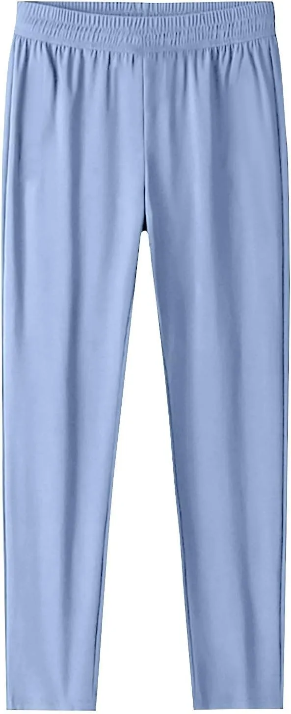 Casual Pants for Women Summer Elastic Waist Dress Pants with Pockets Lounge Baggy Pant Gym Drawstring Trousers