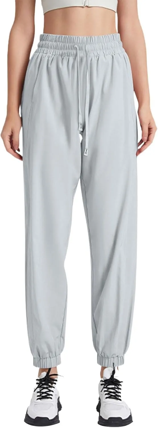 Casual Pants for Women Summer Elastic Waist Dress Pants with Pockets Lounge Baggy Pant Gym Drawstring Trousers