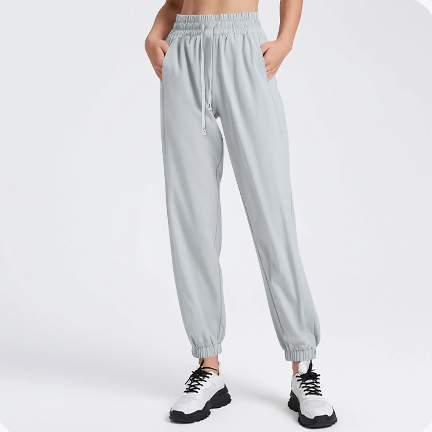 Casual Pants for Women Summer Elastic Waist Dress Pants with Pockets Lounge Baggy Pant Gym Drawstring Trousers