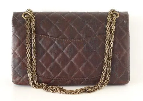 Chanel Bag Medium Double Flap Brown Distressed Leather Antique Brass