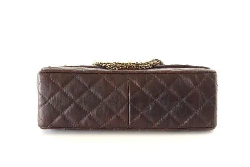 Chanel Bag Medium Double Flap Brown Distressed Leather Antique Brass