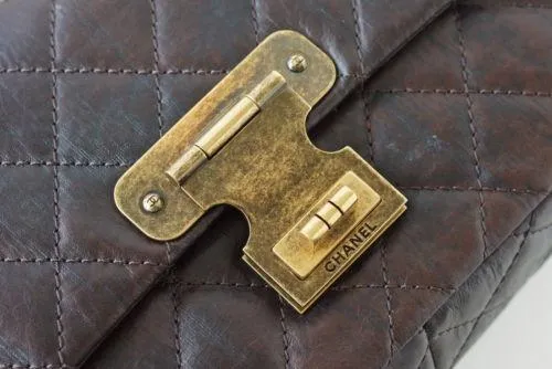 Chanel Bag Medium Double Flap Brown Distressed Leather Antique Brass