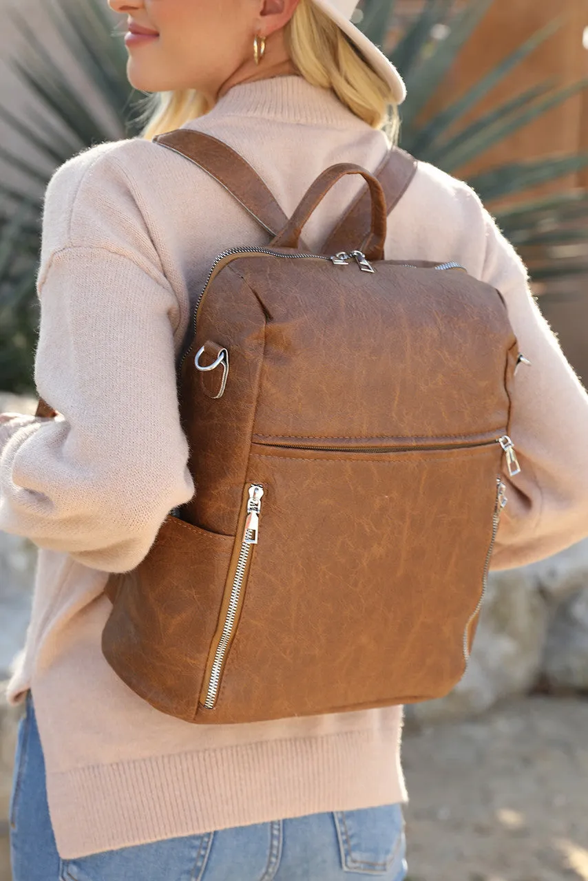 Chestnut Vintage Leather Large Backpack