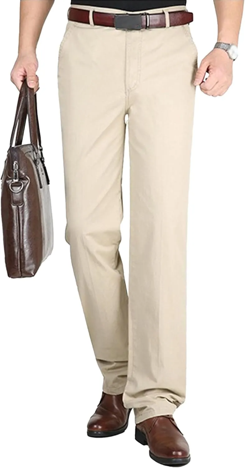 Chino Pants for Men Casual Dress Pants for Men Slim-Fit Stretch Pant Straight High Waist Summer Trendy Trousers