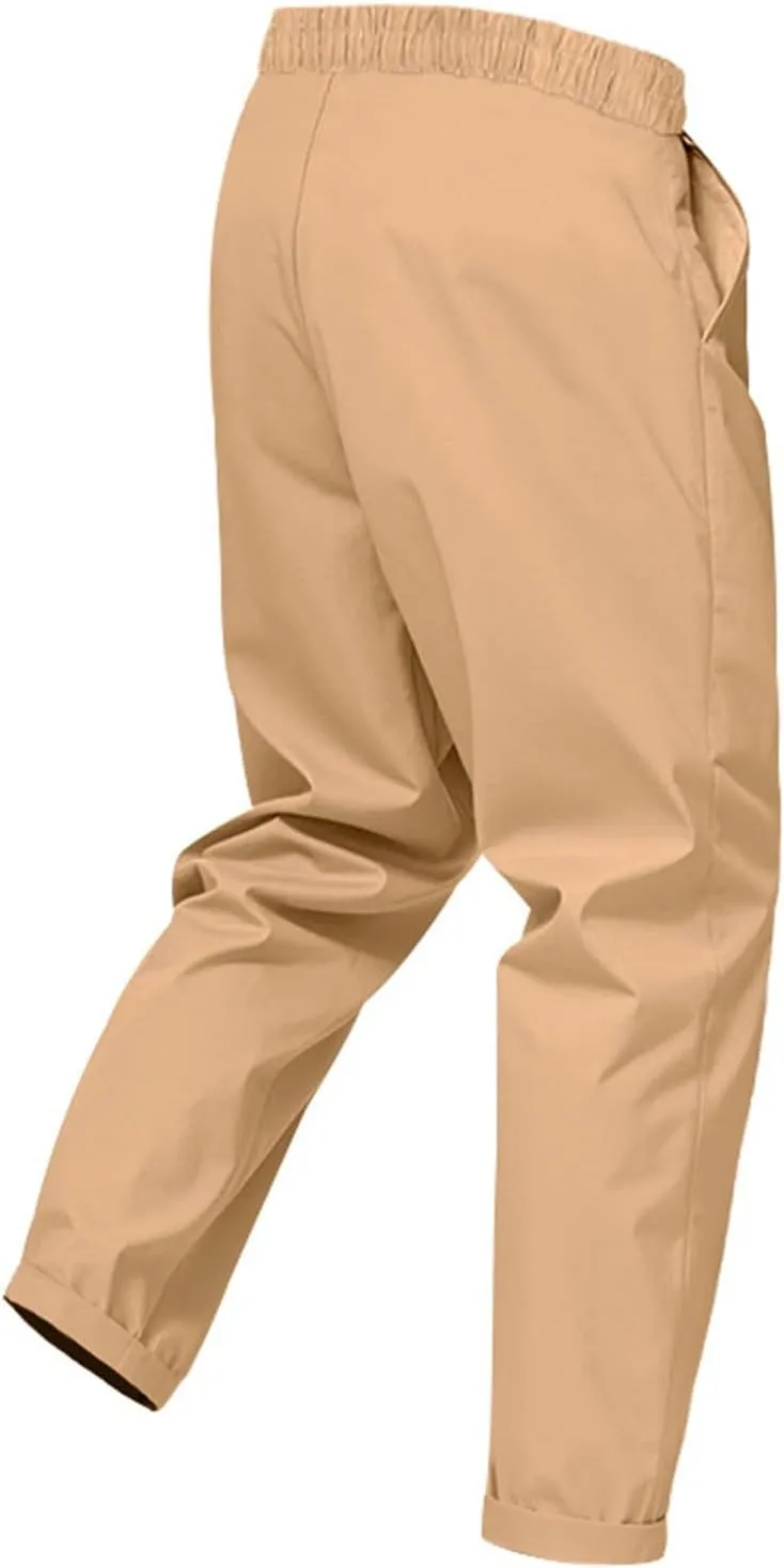 Chino Pants Men Slim Fit Drawstring Waist Dress Pants with Pockets Lightweight Straight Leg Business Casual Pants