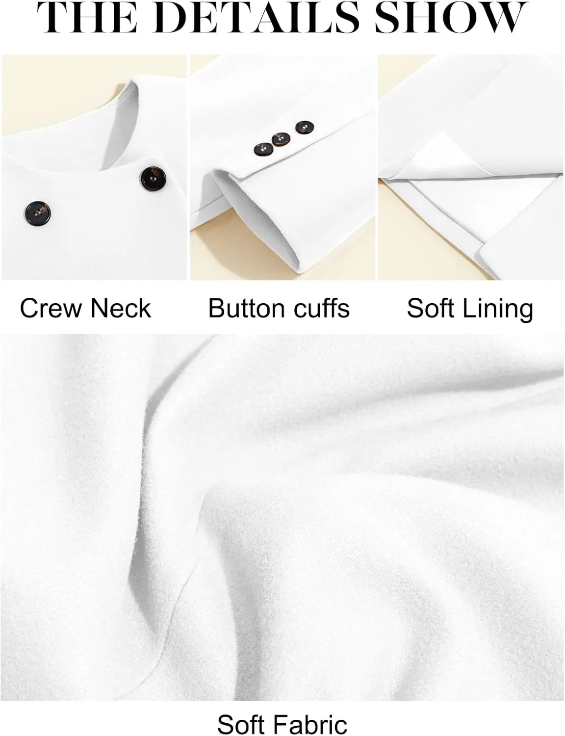 Cicy Bell Womens Wool Pea Coats Fall Oversized Collarless Blazer Jackets Double Breasted Mid Length Trench Coat