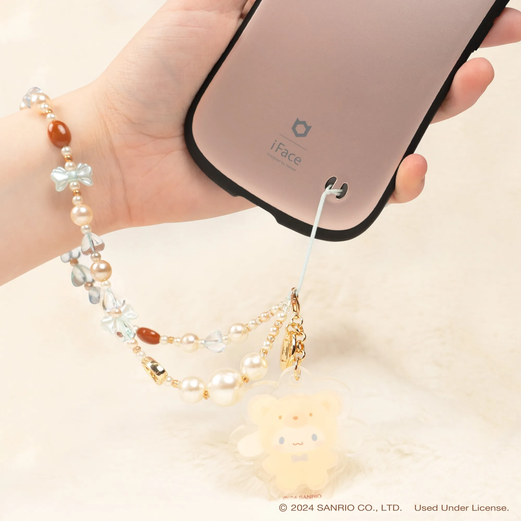 Cinnamoroll Latte Bear Beaded Charm Mobile Phone Wrist Strap