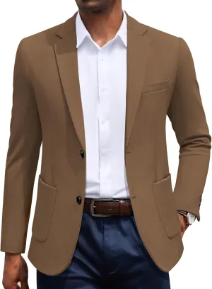 COOFANDY Men's Casual Knit Blazer Slim Fit Sport Coat Stretch Two Button Suit Jacket