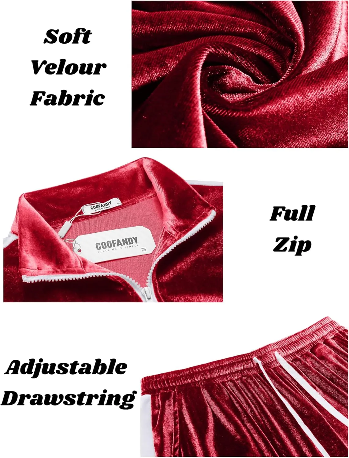COOFANDY Mens Tracksuit 2 Piece Set Velour Velvet Sweatsuit Jogging Suits Full Zip Jacket Pants Outfits