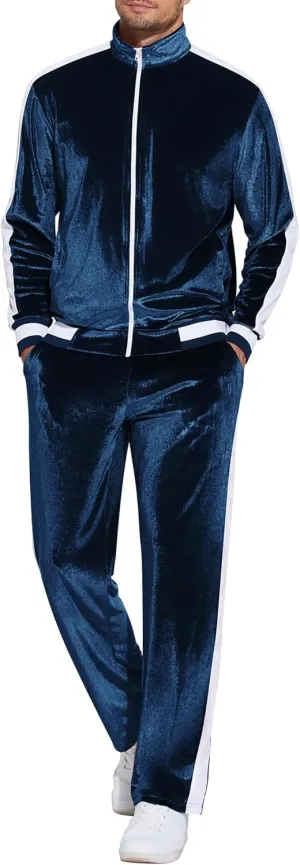 COOFANDY Mens Tracksuit 2 Piece Set Velour Velvet Sweatsuit Jogging Suits Full Zip Jacket Pants Outfits