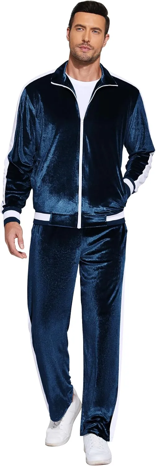 COOFANDY Mens Tracksuit 2 Piece Set Velour Velvet Sweatsuit Jogging Suits Full Zip Jacket Pants Outfits