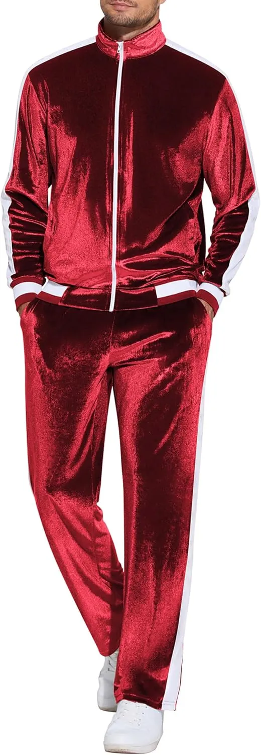 COOFANDY Mens Tracksuit 2 Piece Set Velour Velvet Sweatsuit Jogging Suits Full Zip Jacket Pants Outfits
