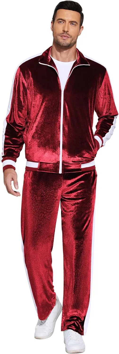 COOFANDY Mens Tracksuit 2 Piece Set Velour Velvet Sweatsuit Jogging Suits Full Zip Jacket Pants Outfits