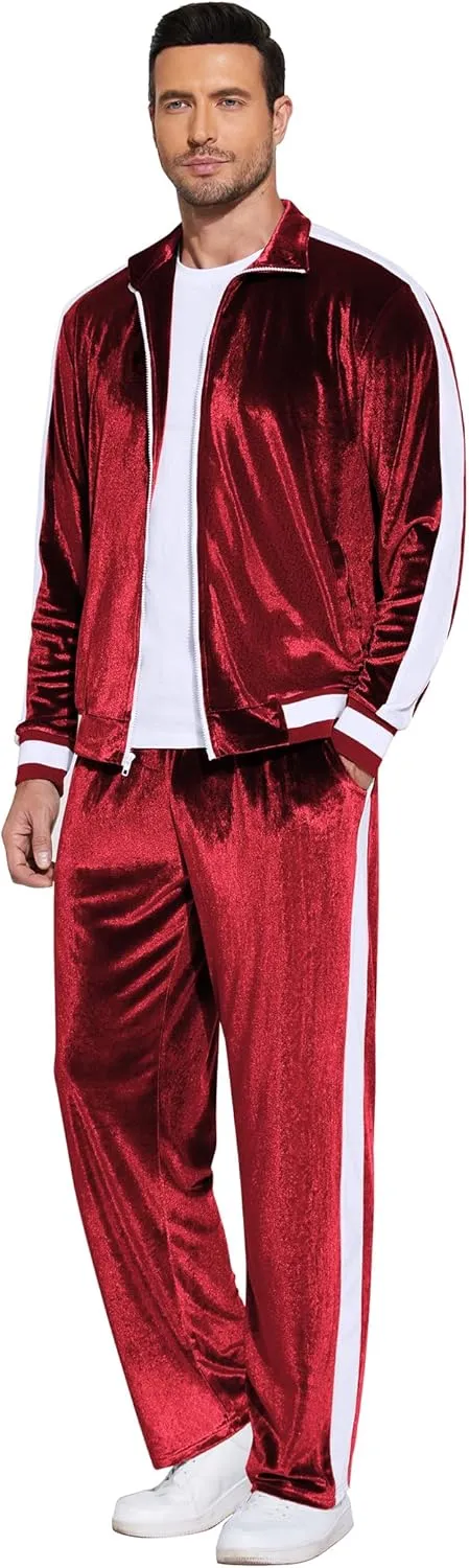 COOFANDY Mens Tracksuit 2 Piece Set Velour Velvet Sweatsuit Jogging Suits Full Zip Jacket Pants Outfits