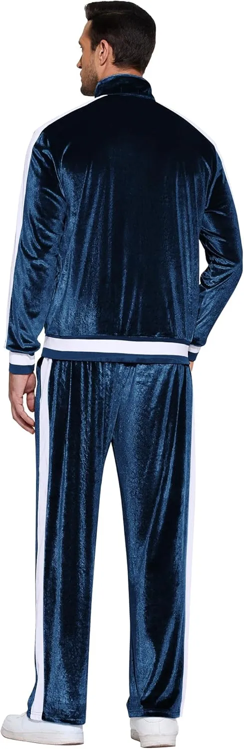 COOFANDY Mens Tracksuit 2 Piece Set Velour Velvet Sweatsuit Jogging Suits Full Zip Jacket Pants Outfits