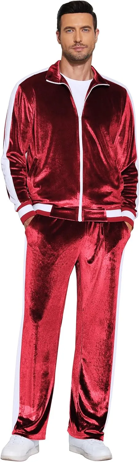 COOFANDY Mens Tracksuit 2 Piece Set Velour Velvet Sweatsuit Jogging Suits Full Zip Jacket Pants Outfits