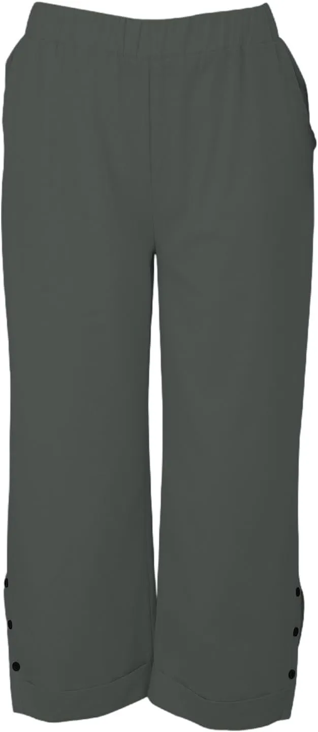 Cotton Linen Womens Pants 2025 Wide Leg Cropped Lounge Trousers Elastic Waist Summer Flowy Slit Trouser Legs Pants for Women