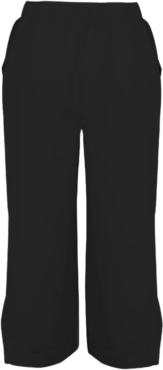 Cotton Linen Womens Pants 2025 Wide Leg Cropped Lounge Trousers Elastic Waist Summer Flowy Slit Trouser Legs Pants for Women