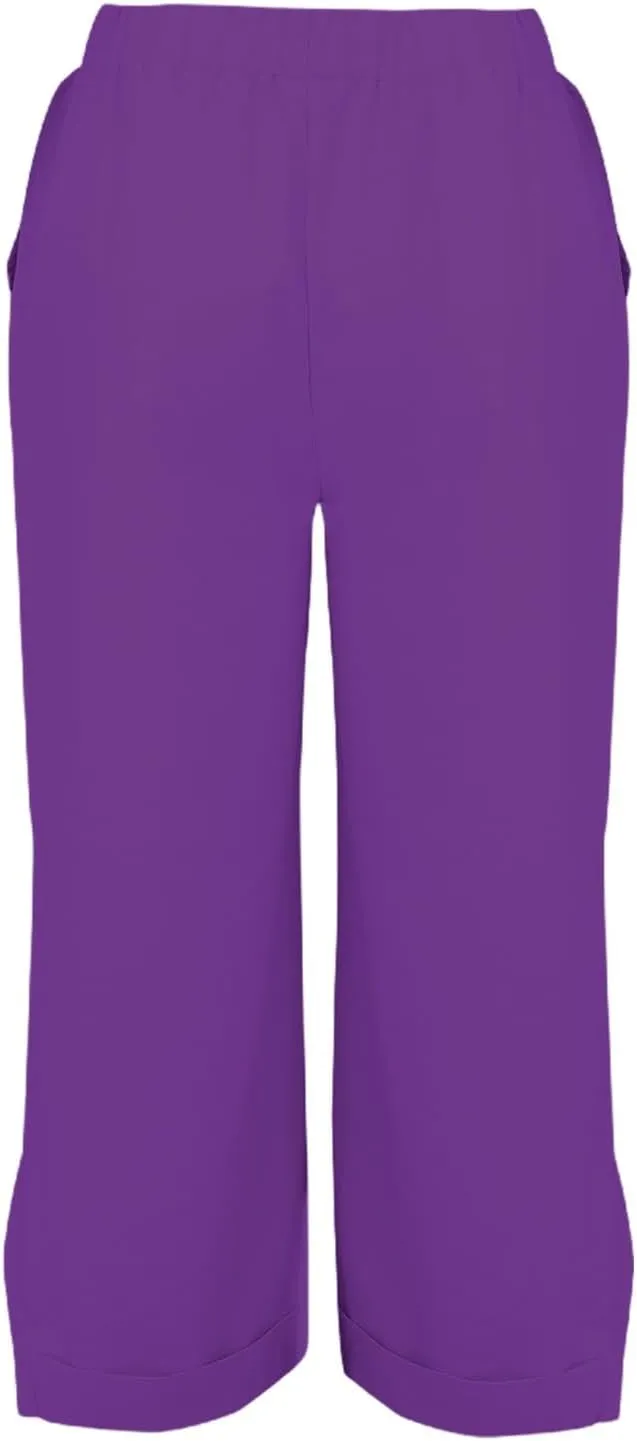 Cotton Linen Womens Pants 2025 Wide Leg Cropped Lounge Trousers Elastic Waist Summer Flowy Slit Trouser Legs Pants for Women