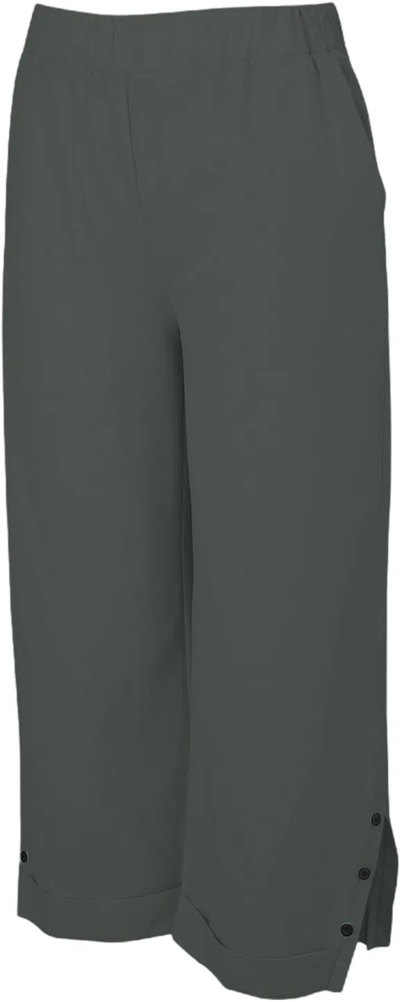 Cotton Linen Womens Pants 2025 Wide Leg Cropped Lounge Trousers Elastic Waist Summer Flowy Slit Trouser Legs Pants for Women