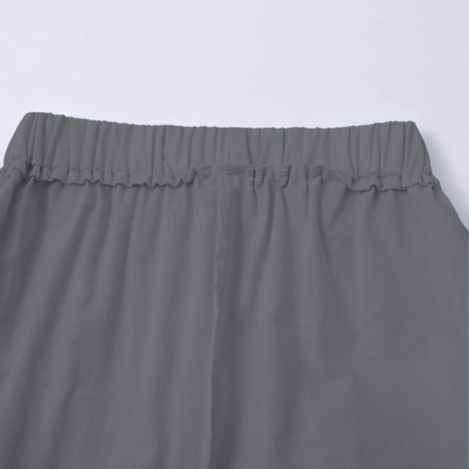 Cotton Linen Womens Pants 2025 Wide Leg Cropped Lounge Trousers Elastic Waist Summer Flowy Slit Trouser Legs Pants for Women