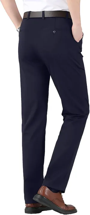 CRNTCEM Mens Straight Chino Pants Slim Fit Work Dress Pants Summer Thin Casual Sports Golf Trousers Soft Business Suit Pants