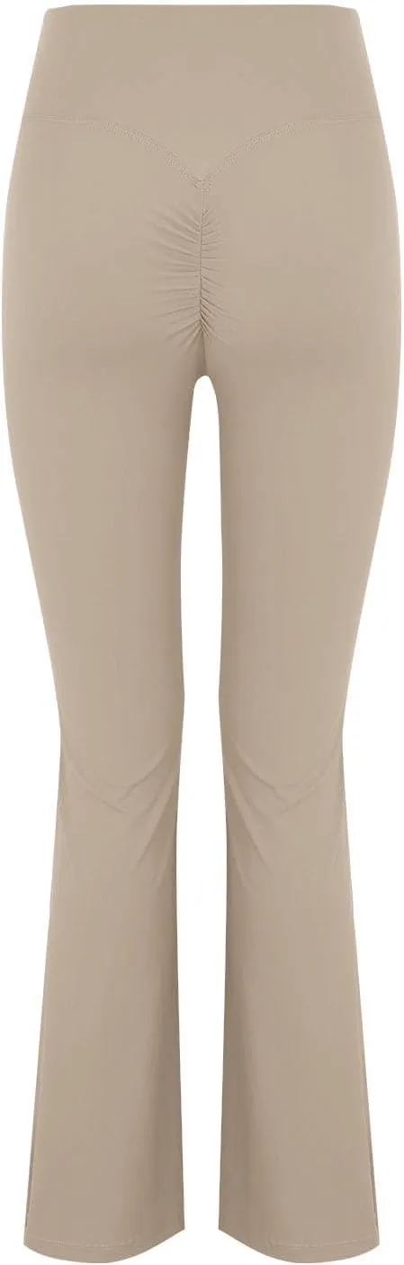 CRNTCEM Slim Fit Yoga Flared Pants for Women High Waist Pull On Wide Leg Bottom Leggings Tummy Control Work Bootcut Trousers