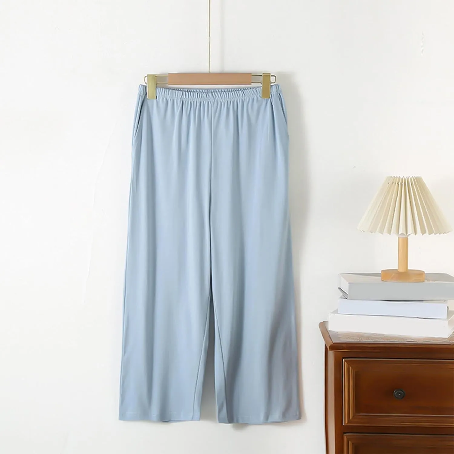 Cropped Trousers for Women Capri Summer Pants 3/4 Length Crop Sweatpants Three Quarter Elasticated Waist Bottoms