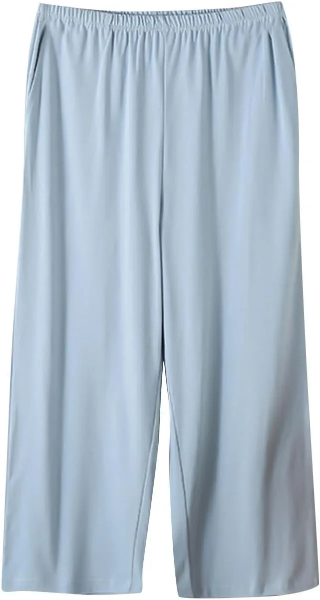 Cropped Trousers for Women Capri Summer Pants 3/4 Length Crop Sweatpants Three Quarter Elasticated Waist Bottoms