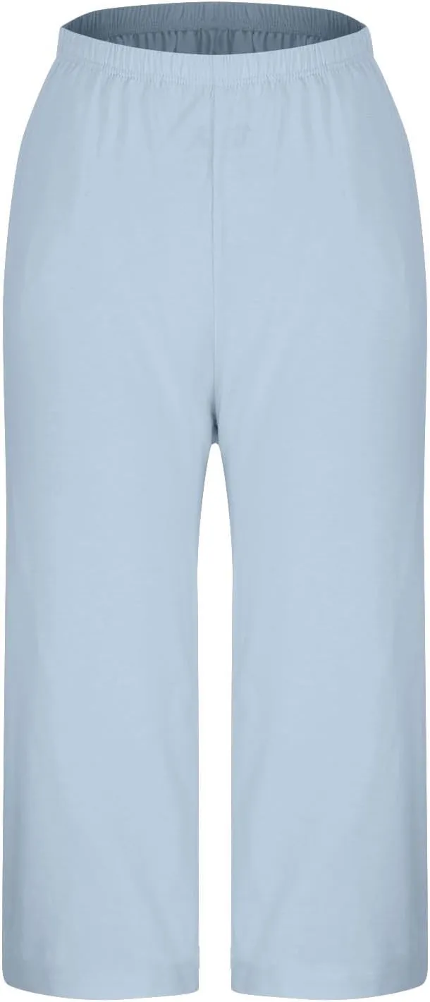 Cropped Trousers for Women Capri Summer Pants 3/4 Length Crop Sweatpants Three Quarter Elasticated Waist Bottoms