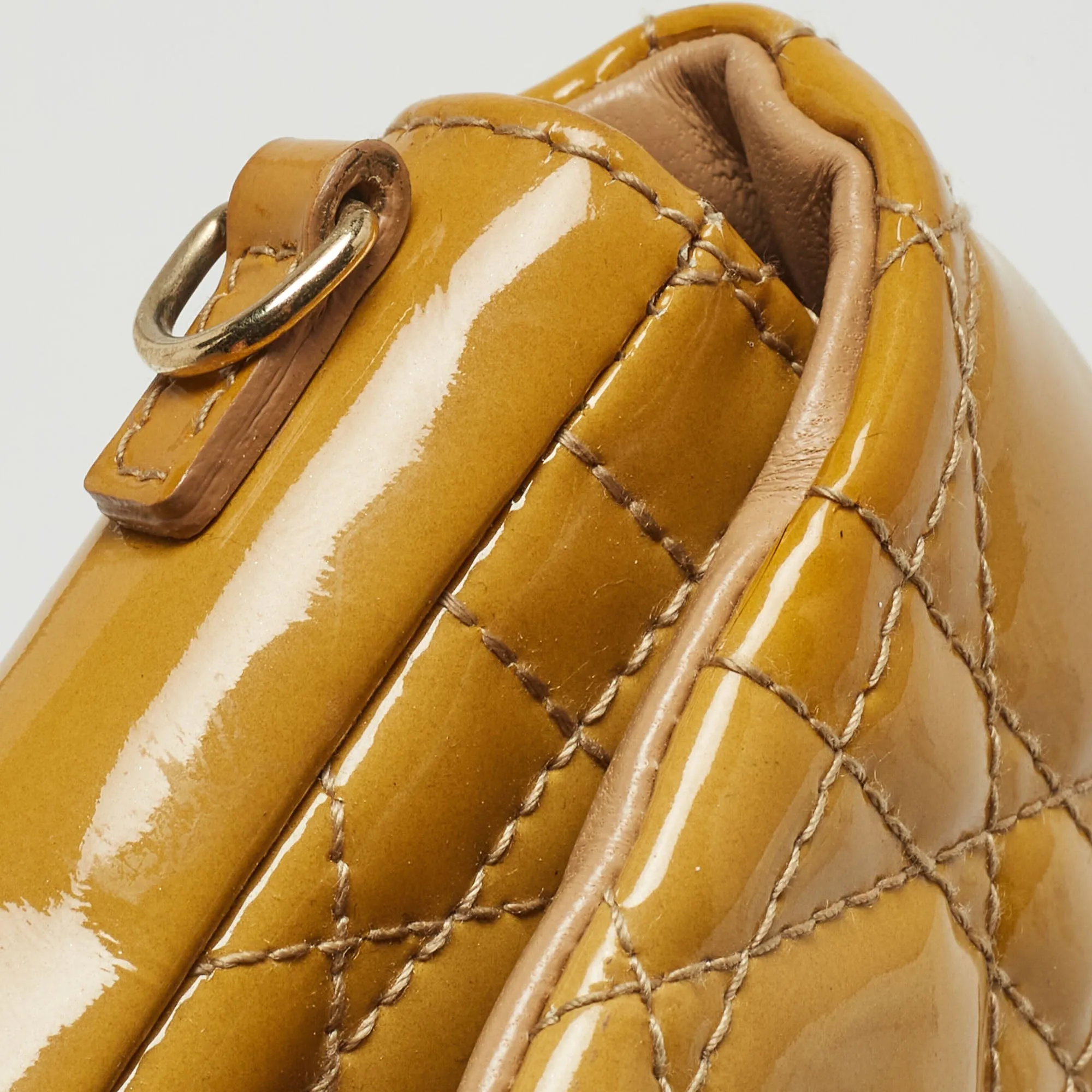 DIOR Yellow Cannage Patent Leather Miss  Promenade Chain Clutch