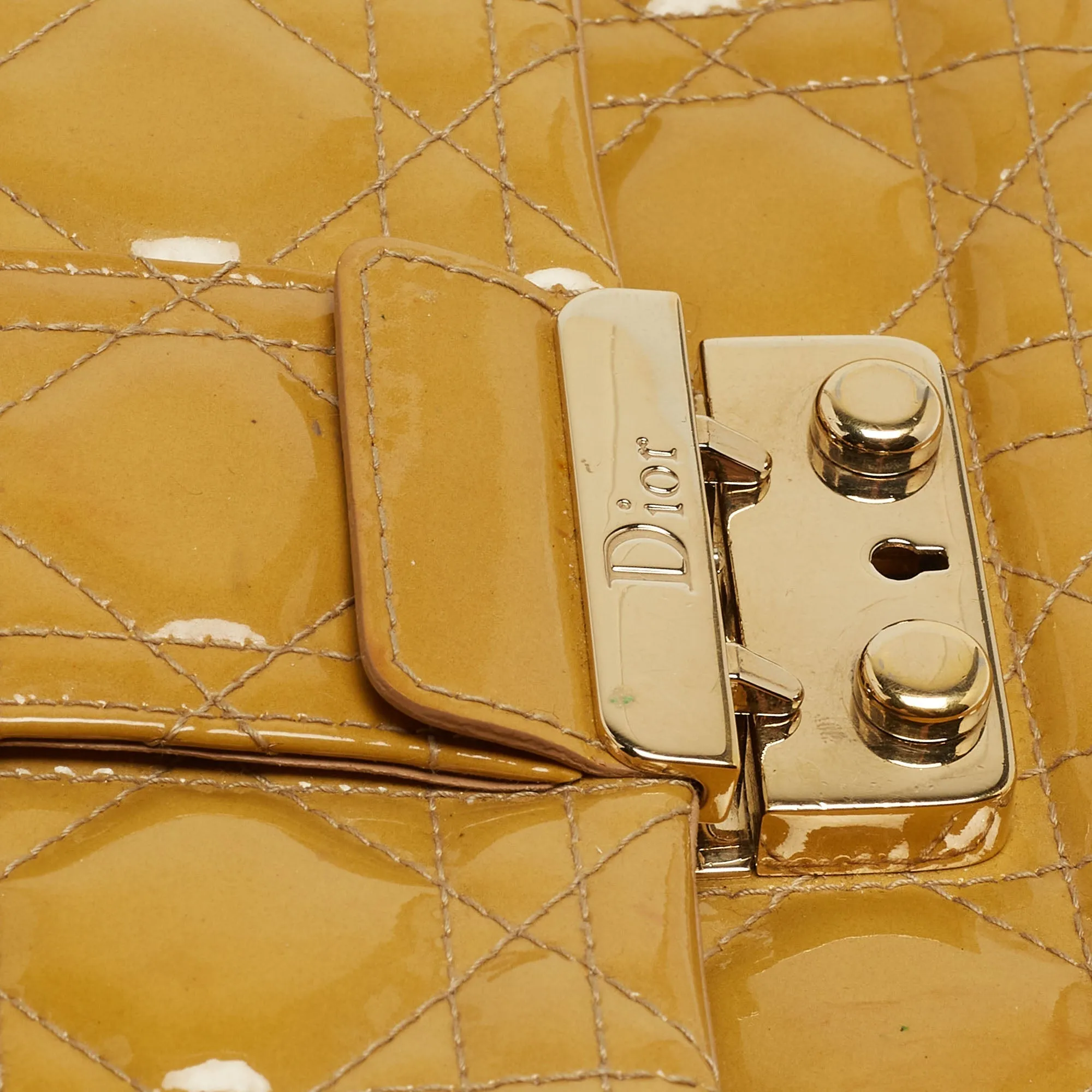DIOR Yellow Cannage Patent Leather Miss  Promenade Chain Clutch