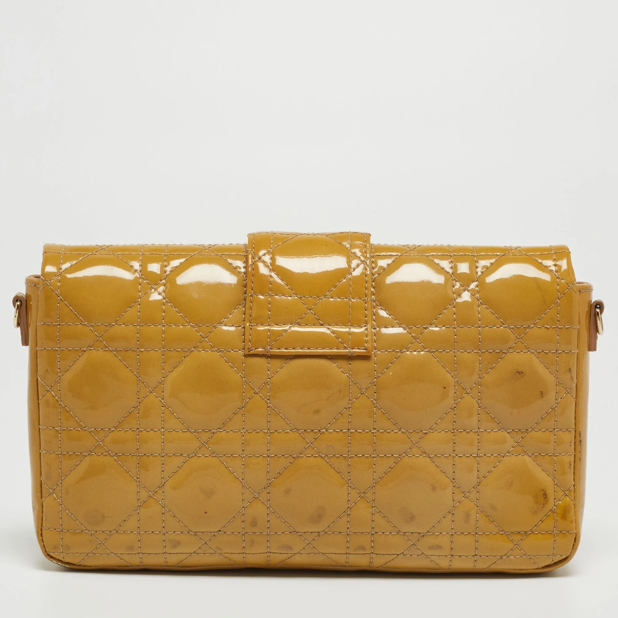 DIOR Yellow Cannage Patent Leather Miss  Promenade Chain Clutch