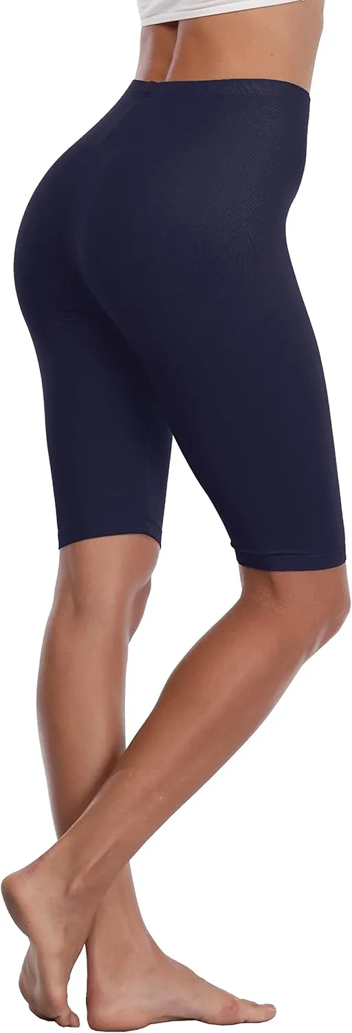 DITSONEO Plus Size Short Leggings for Women Sport Capris Knee Length Leggings Yoga Workout Gym Mid Thigh Shorts Under Dress