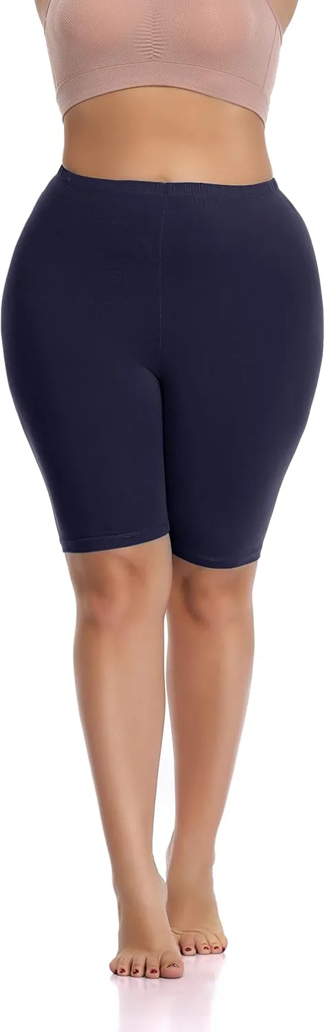 DITSONEO Plus Size Short Leggings for Women Sport Capris Knee Length Leggings Yoga Workout Gym Mid Thigh Shorts Under Dress