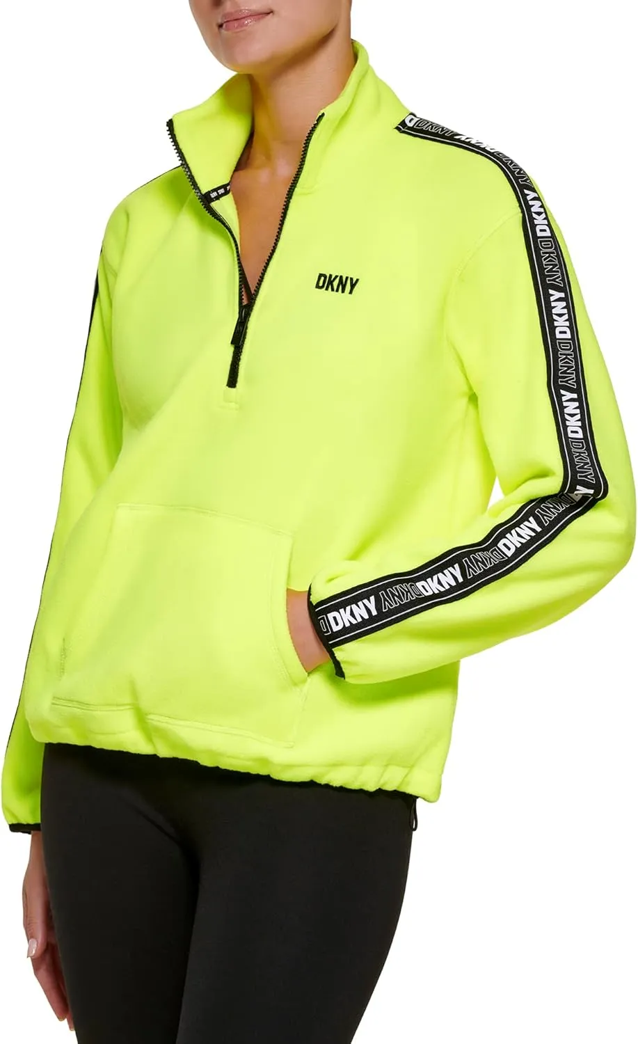 DKNY Women's Sport Flip Logo Tape Quarter Zip Jacket