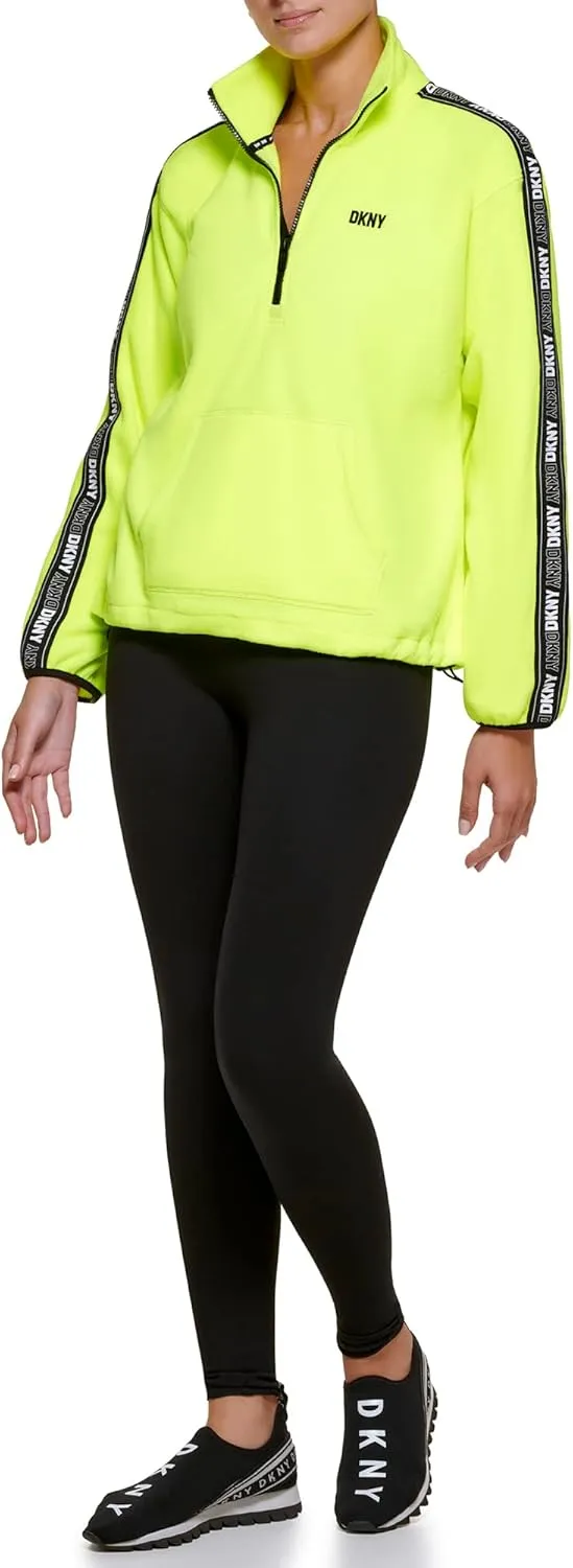 DKNY Women's Sport Flip Logo Tape Quarter Zip Jacket