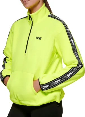 DKNY Women's Sport Flip Logo Tape Quarter Zip Jacket