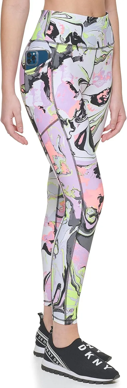 DKNY Women's Tight Printed High Waist Performance Leggings