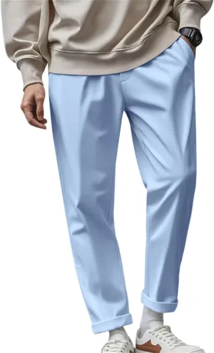Dress Pants for Men Baggy Lightweight Drawstring Waist Chino Pants Quick Dry Business Casual Pants with Pockets