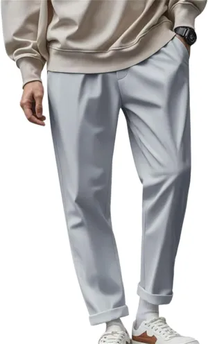 Dress Pants for Men Baggy Lightweight Drawstring Waist Chino Pants Quick Dry Business Casual Pants with Pockets