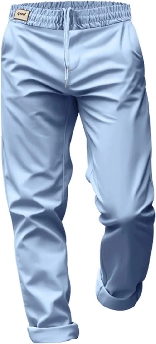 Dress Pants for Men Baggy Lightweight Drawstring Waist Chino Pants Quick Dry Business Casual Pants with Pockets