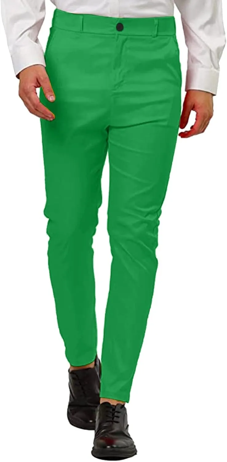 Dress Pants for Men Slim Fit Tapered Flat Front Suit Trousers Casual Skinny Stretch Business Clothes